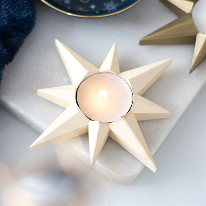 Cream Star Tealight Candle Holder