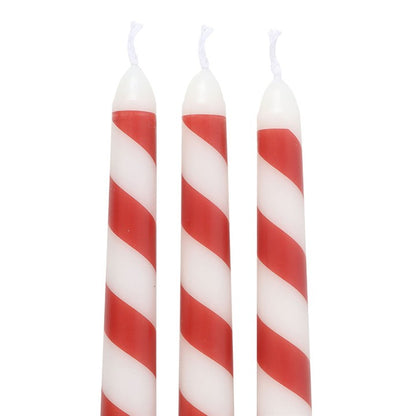 Set of 3 Candy Cane Stripe Taper Candles