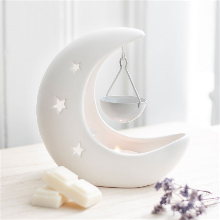 White Crescent Moon Hanging Oil Burner