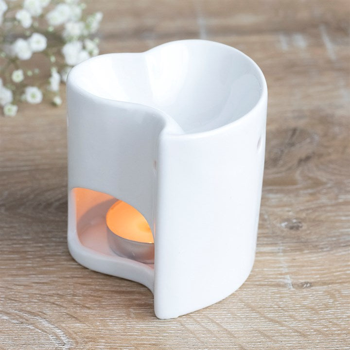 White Heart Cutout Oil Burner