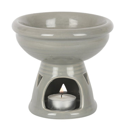 Grey Deep Bowl Oil Burner and Wax Warmer