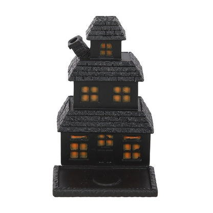 Black Haunted House Incense Cone Holder