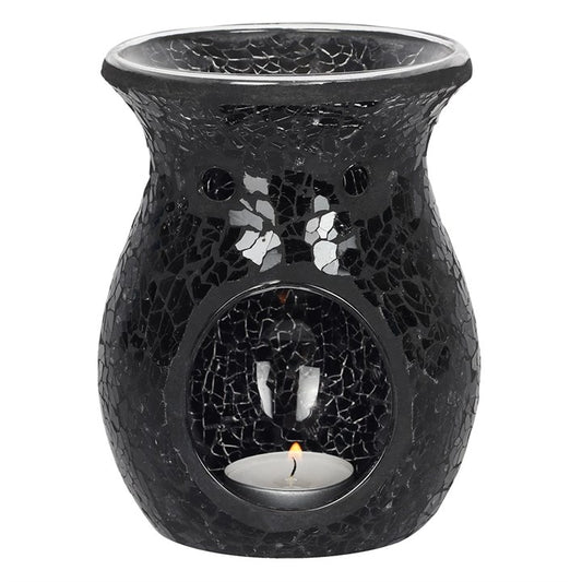 Large Black Crackle Oil Burner and Wax Warmer