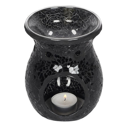 Large Black Crackle Oil Burner and Wax Warmer