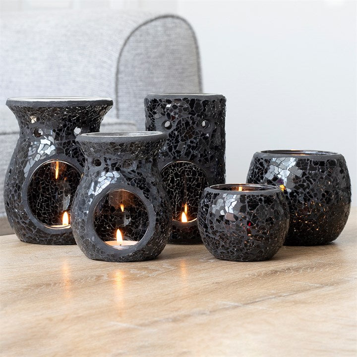 Large Black Crackle Oil Burner and Wax Warmer