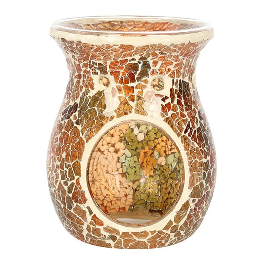 Large Brown Crackle Oil Burner and Wax Warmer