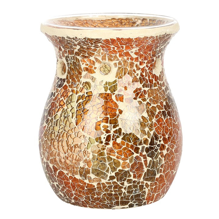 Large Brown Crackle Oil Burner and Wax Warmer