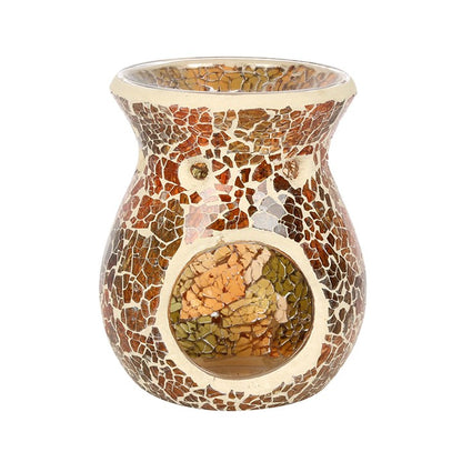 Small Brown Crackle Oil Burner and Wax Warmer