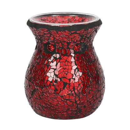 Small Red Crackle Glass Oil Burner and Wax Warmer