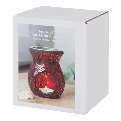 Small Red Crackle Glass Oil Burner and Wax Warmer