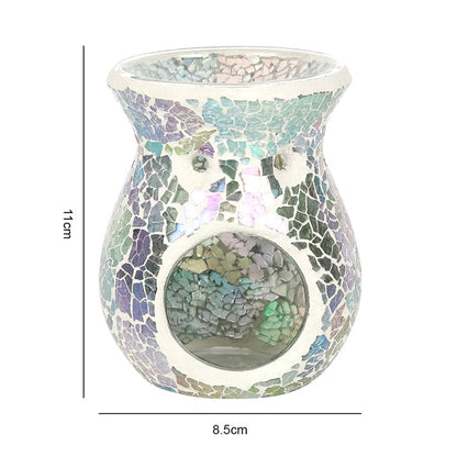 Small Light Blue Iridescent Crackle Oil Burner and Wax Warmer