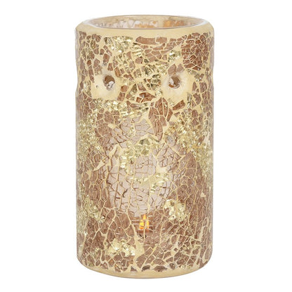 Gold Pillar Crackle Glass Oil Burner and Wax Warmer