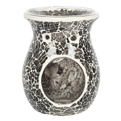 Large Gunmetal Grey Crackle Oil Burner and Wax Warmer