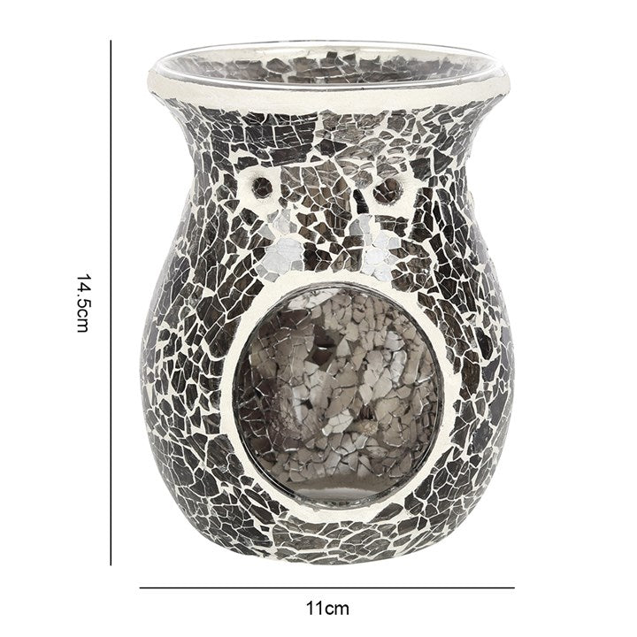 Large Gunmetal Grey Crackle Oil Burner and Wax Warmer