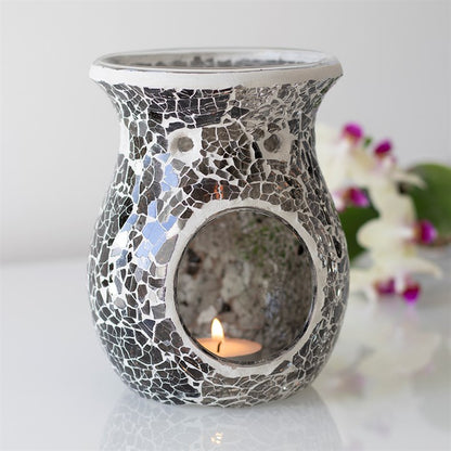 Large Gunmetal Grey Crackle Oil Burner and Wax Warmer