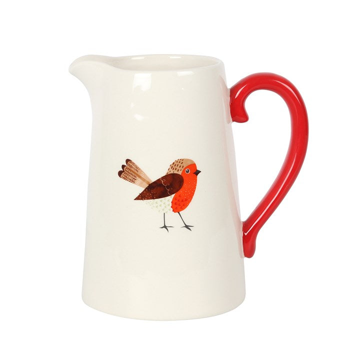 Winter Robin Ceramic Flower Jug