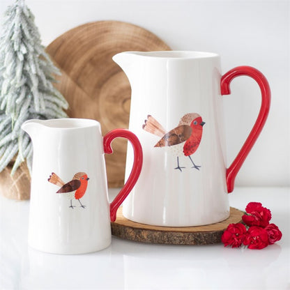 Winter Robin Ceramic Flower Jug