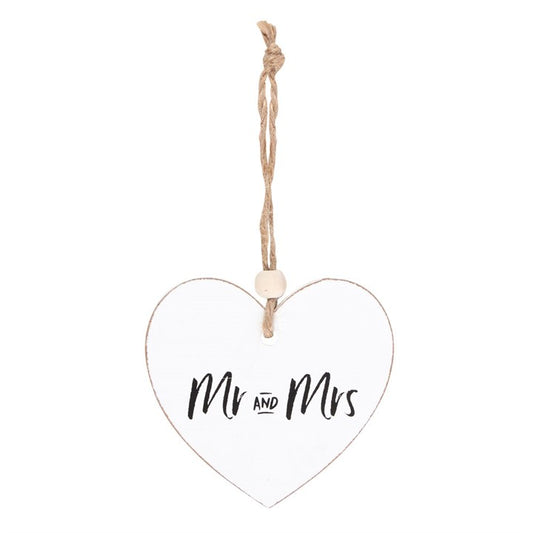 Mr and Mrs Hanging Heart Sentiment Sign