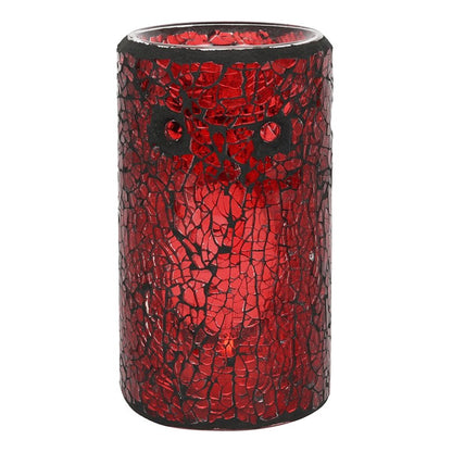 Red Pillar Crackle Glass Oil Burner and Wax Warmer