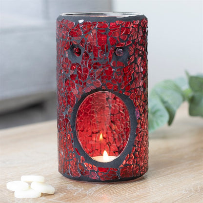 Red Pillar Crackle Glass Oil Burner and Wax Warmer