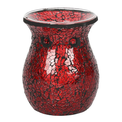 Large Red Crackle Glass Oil Burner and Wax Warmer