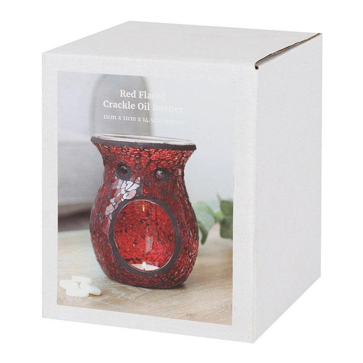 Large Red Crackle Glass Oil Burner and Wax Warmer