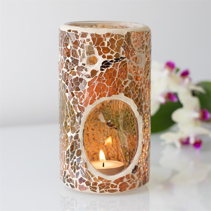 Pillar Brown Crackle Oil Burner and Wax Warmer