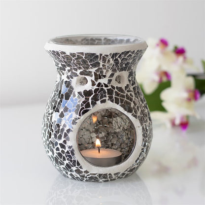 Small Gunmetal Grey Crackle Oil Burner and Wax Warmer