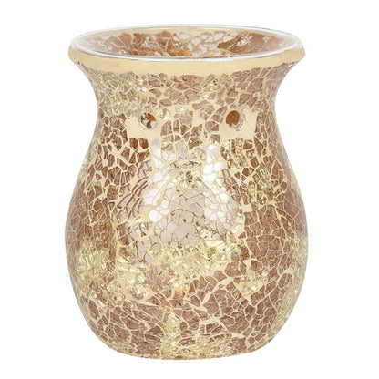 Large Gold Crackle Glass Oil Burner and Wax Warmer