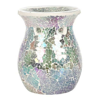 Large Light Blue Iridescent Crackle Oil Burner and Wax Warmer