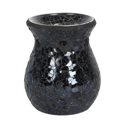 Small Black Crackle Glass Oil Burner and Wax Warmer