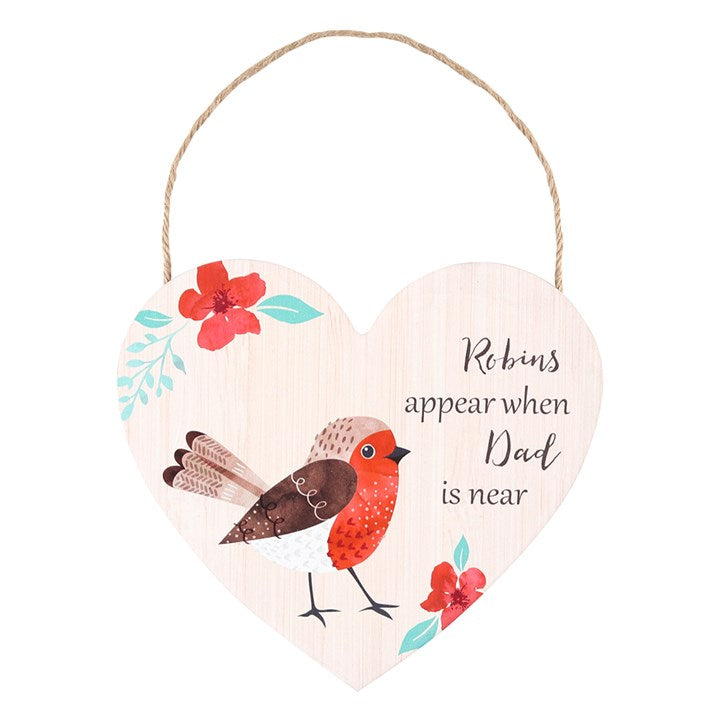 Dad Winter Robin Hanging Heart Sign