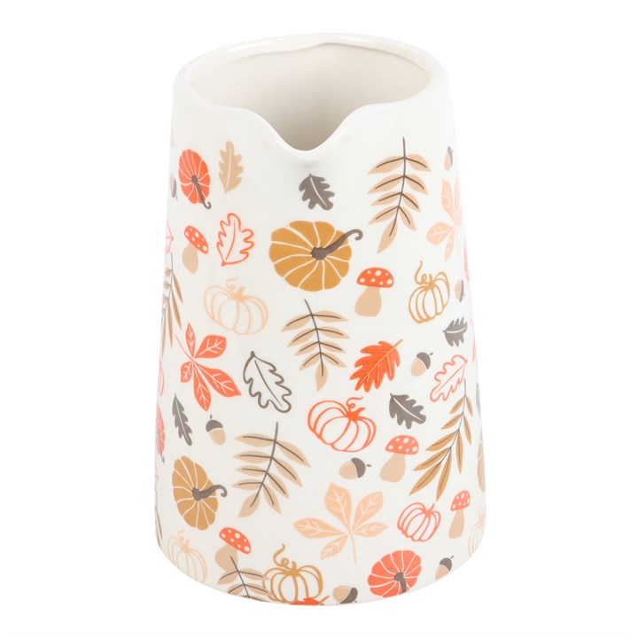 Autumn Leaves and Pumpkins Ceramic Flower Jug