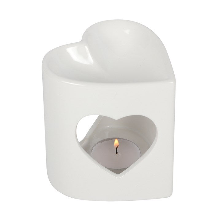 White Heart Cutout Oil Burner