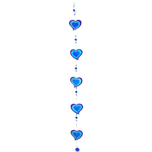 Purple & Blue String Of Hearts Suncatcher