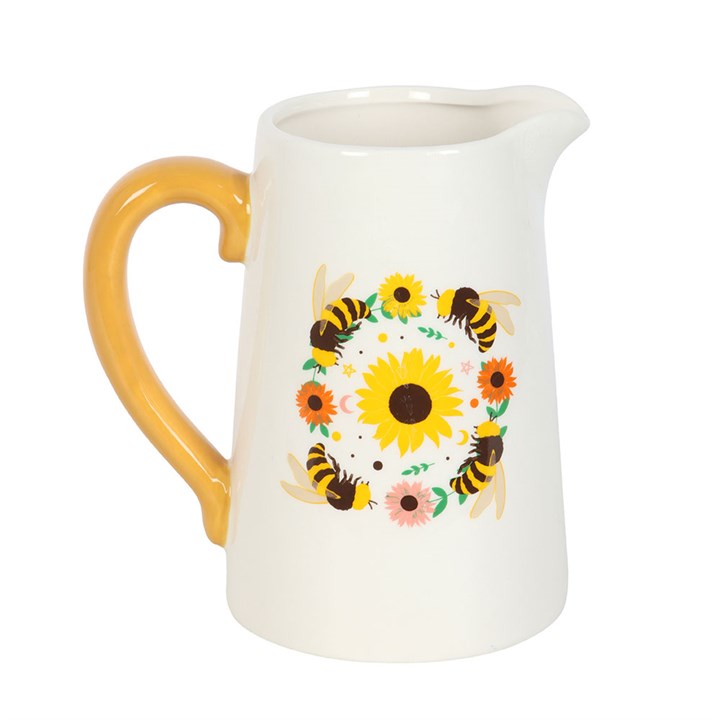 Summer Bee and Sunflower Ceramic Flower Jug