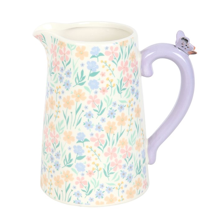 Ditsy Floral Print Ceramic Flower Jug with Butterfly