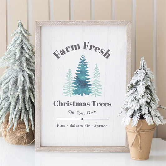 Farm Fresh Christmas Trees Framed Wall Plaque