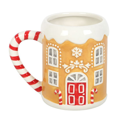 Candy Cane Gingerbread House Mug