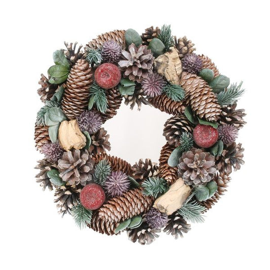 Green/Lilac Pine Cone   Apple Wreath (30cm)