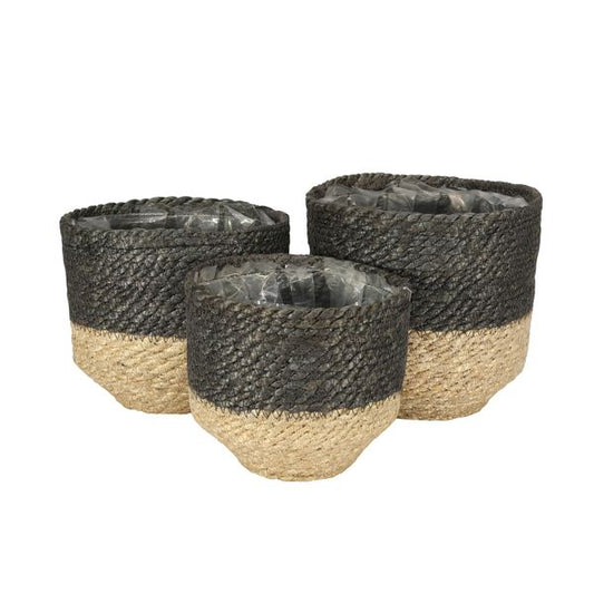 Set of 3  Jute Basket  with Liner (Natural   Grey)