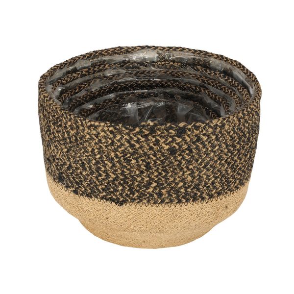 Set of 5 Jute Basket  with Liner (Natural &  Black)