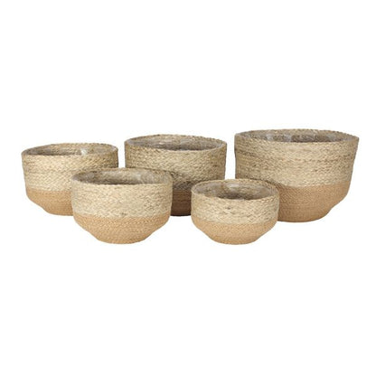 Set of 5 Jute Basket  with Liner (Natural & Beige)