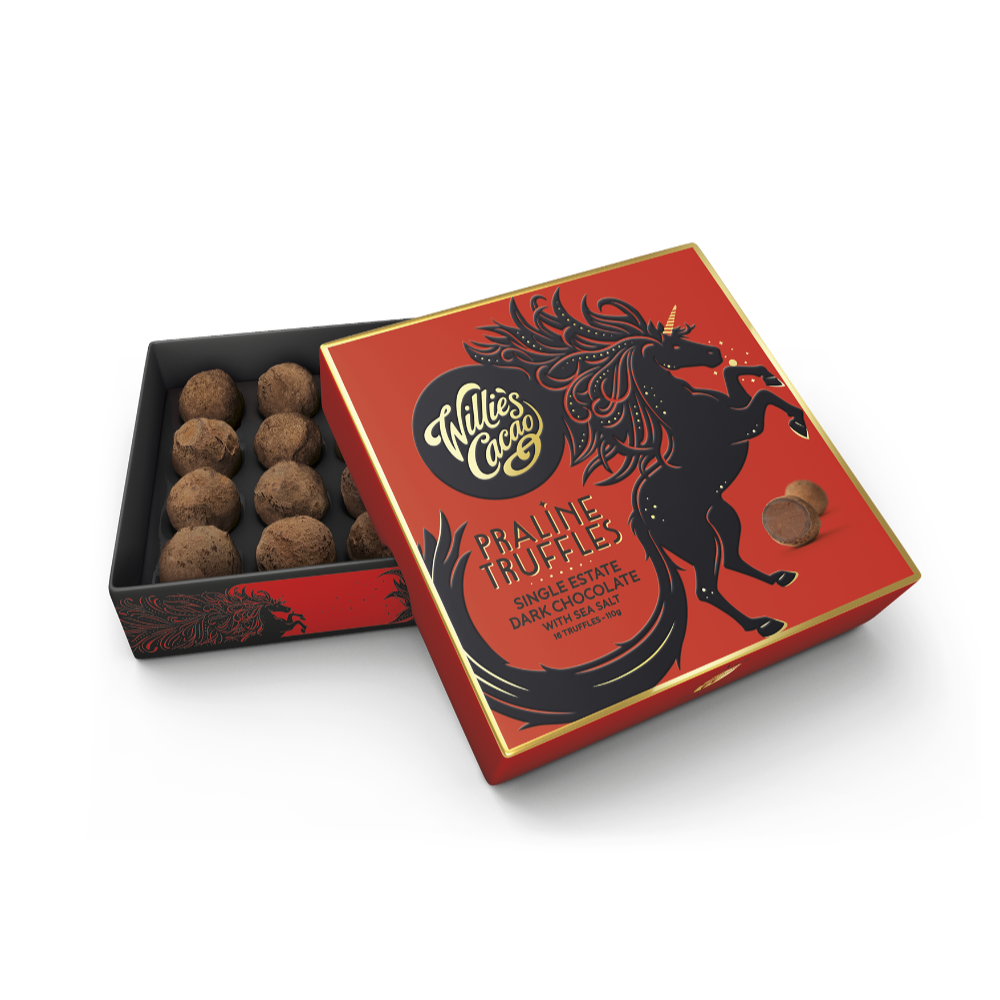 Willie's Cacao Dark Chocolate Praline Truffles with Sea Salt (110g)