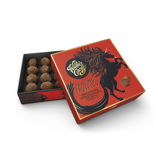 Willie's Cacao Dark Chocolate Praline Truffles with Sea Salt (110g)