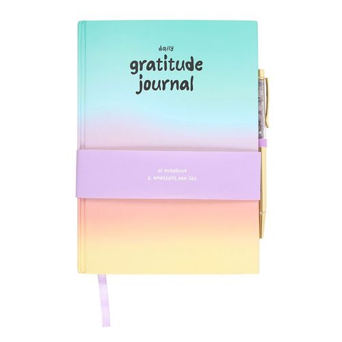 Multicoloured Gratitude A5 Journal with Amethyst Pen