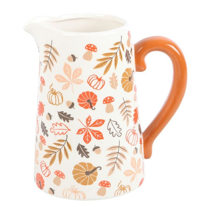 Autumn Leaves and Pumpkins Ceramic Flower Jug