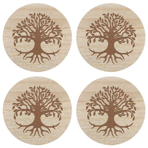 Set of 4 Tree of Life Engraved Coasters