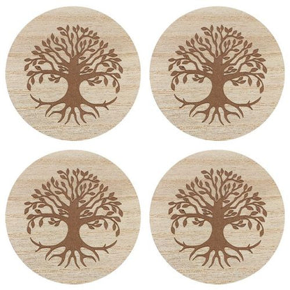 Set of 4 Tree of Life Engraved Coasters