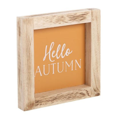 Orange Hello Autumn Wooden Frame Sign